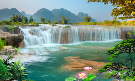 瀑布山水画图片