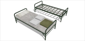 草图大师模型兵营铁架行军单人床