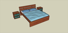 草图大师模型双人床加床头柜