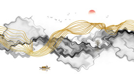 抽象水墨山水画