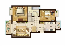 彩色室内户型效果图