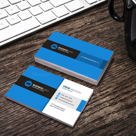 黑蓝简约名片正反双面PSD模板