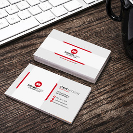 红白色调名片正反双面PSD模板