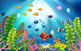 卡通海洋动物海底世界儿童背景墙