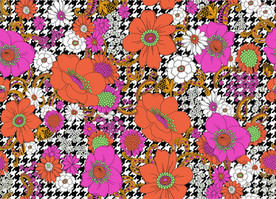 服装千鸟格花朵