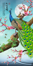 飞上枝头变凤凰玄关装饰画背景墙
