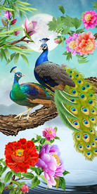 原创孔雀玄关背景墙水晶挂画墙贴