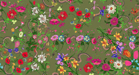 服装印花图案 蛇花循环