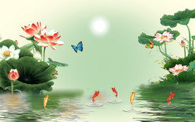 荷花背景墙