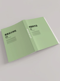 翻开扣着的画册封面样机