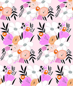 水彩绿叶五彩花