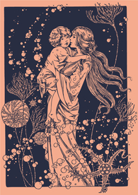 新艺术流派抱小孩的女子