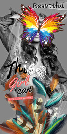 美女羽毛蝴蝶装饰画玄关