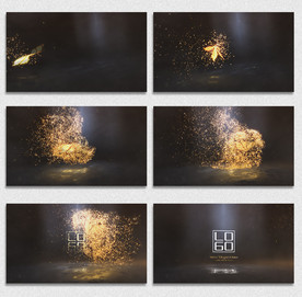 金色粒子蝴蝶LOGO片头AE模