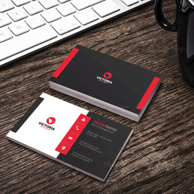 黑红简约名片双面PSD展开图