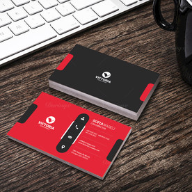 黑红简约名片双面PSD展开图