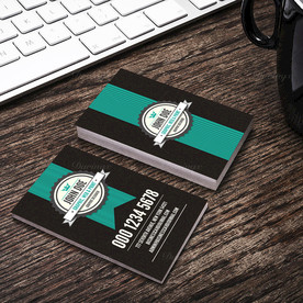 黑绿简约名片PSD格双面展开图