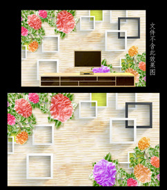 3D花朵背景墙
