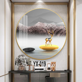 圆形麋鹿晶瓷画