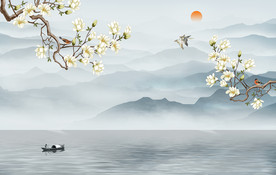 现代山水背景墙