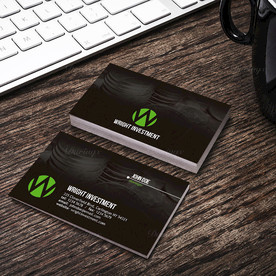 黑色简约名片双面PSD展开图