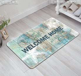 海洋复古浴室地垫