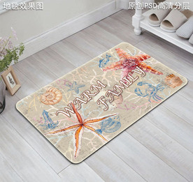 海洋复古浴室地垫