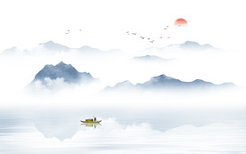 禅意水墨山水画