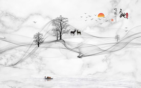 大理石纹抽象线条背景墙