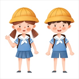 手绘日本学生人物卡通形象
