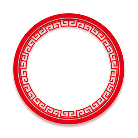 红色年轮剪纸边框