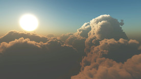 灿烂的阳光穿过云层飞行