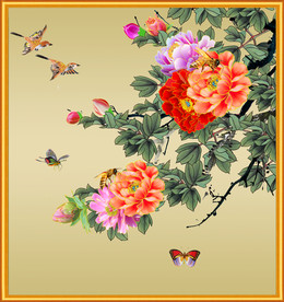 原创手绘牡丹装饰画