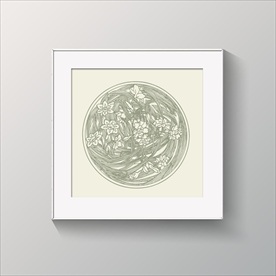 田园菖蒲花纹雕刻雕花图案