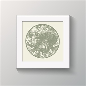 山水雕刻图案装饰