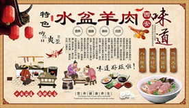 水盆羊肉背景墙