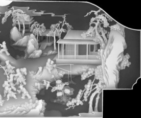 山水人物 荷花灰度图