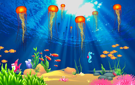 海底世界3D儿童房小孩房卡通背