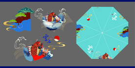 伞设计 鲤鱼跃龙门 中国风