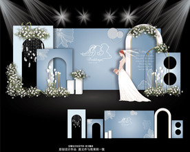 蓝色泰式莫兰迪婚礼