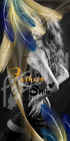 时尚美女金色羽毛装饰画玄关