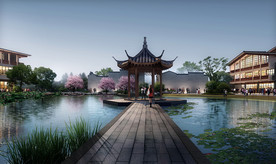 古建商业街夜景效果图