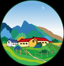 新中式山水画意境山水画小山村