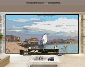 新中式油画风景山水画意境山水画