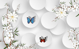 简约蝶恋花电视背景墙