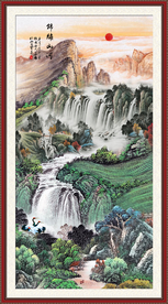 旭日东升鸿运当头山水国画