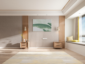 北欧卧室背景墙 靠床现代摄影墙