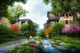 别墅住宅区 景观效果图