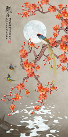 原创喜上眉梢喜鹊梅花玄关背景墙