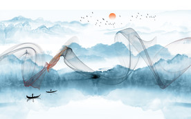 水墨山水背景墙